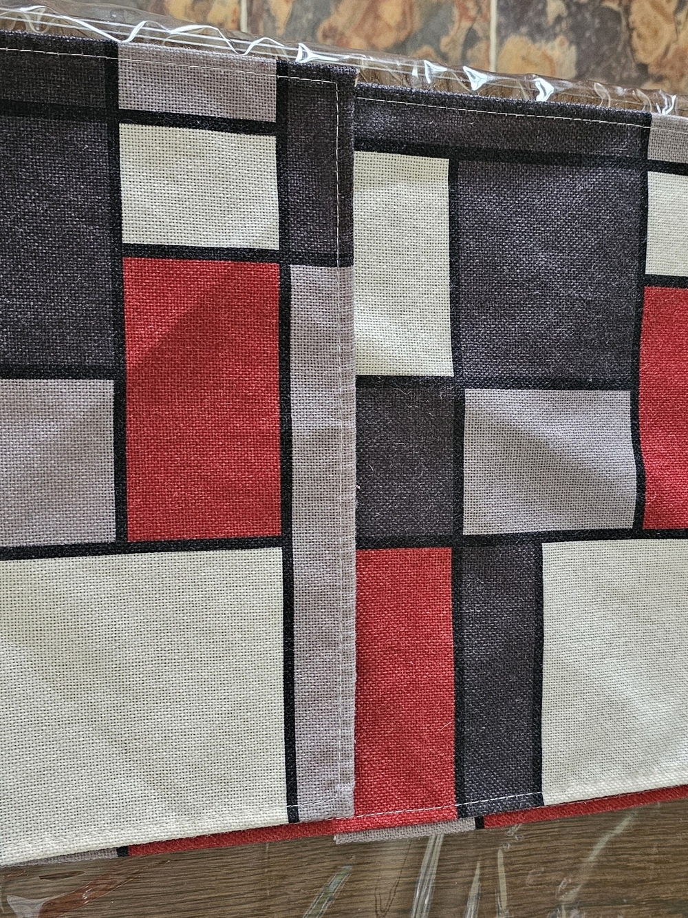 Modern Geometric  Placemats in Red, Black & White